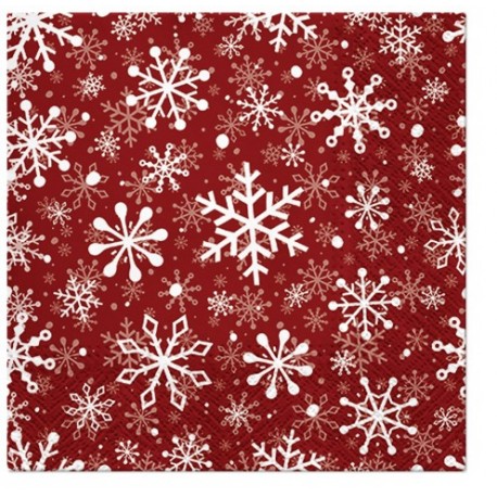 Pl Serwetki Christmas Snowflakes Red